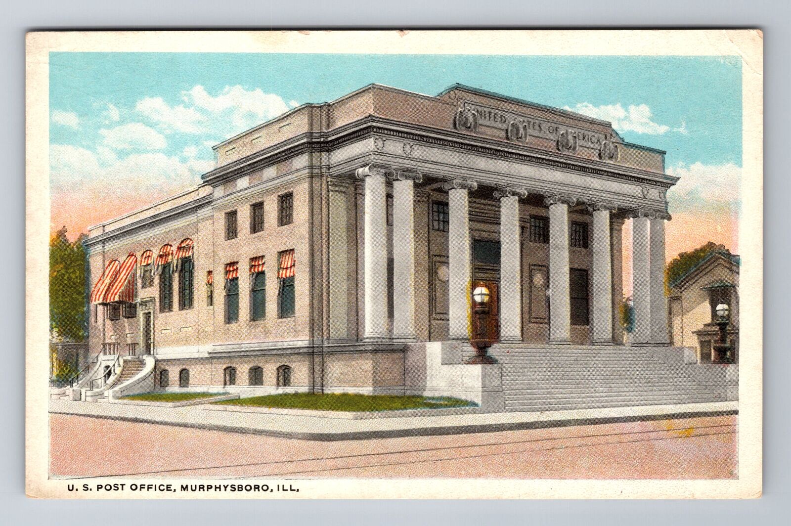 Murphysboro IL-Illinois, U.S. Post Office, Antique Vintage Souvenir Postcard