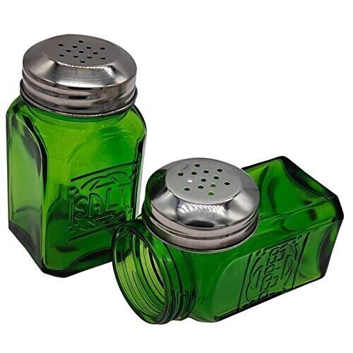 Kerixi Old-Fashioned Salt and Pepper Shakers Green Glass