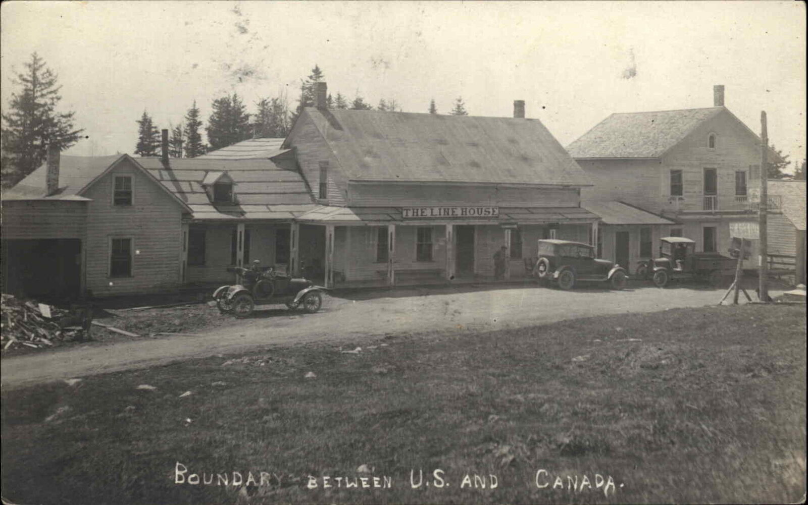 Jackman? Maine ME Boundary House US Canada Border Early Cars Real Photo Postcard