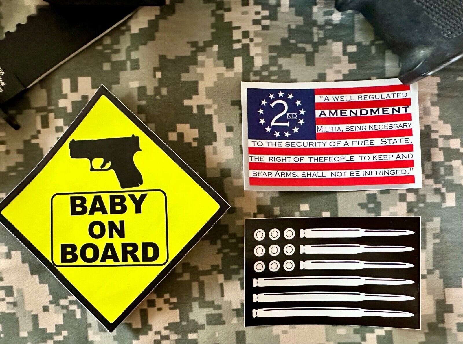 2nd Amendment Decals...Gun.. Military..Patriotic..Flag.. Stickers .. (6 Pack)
