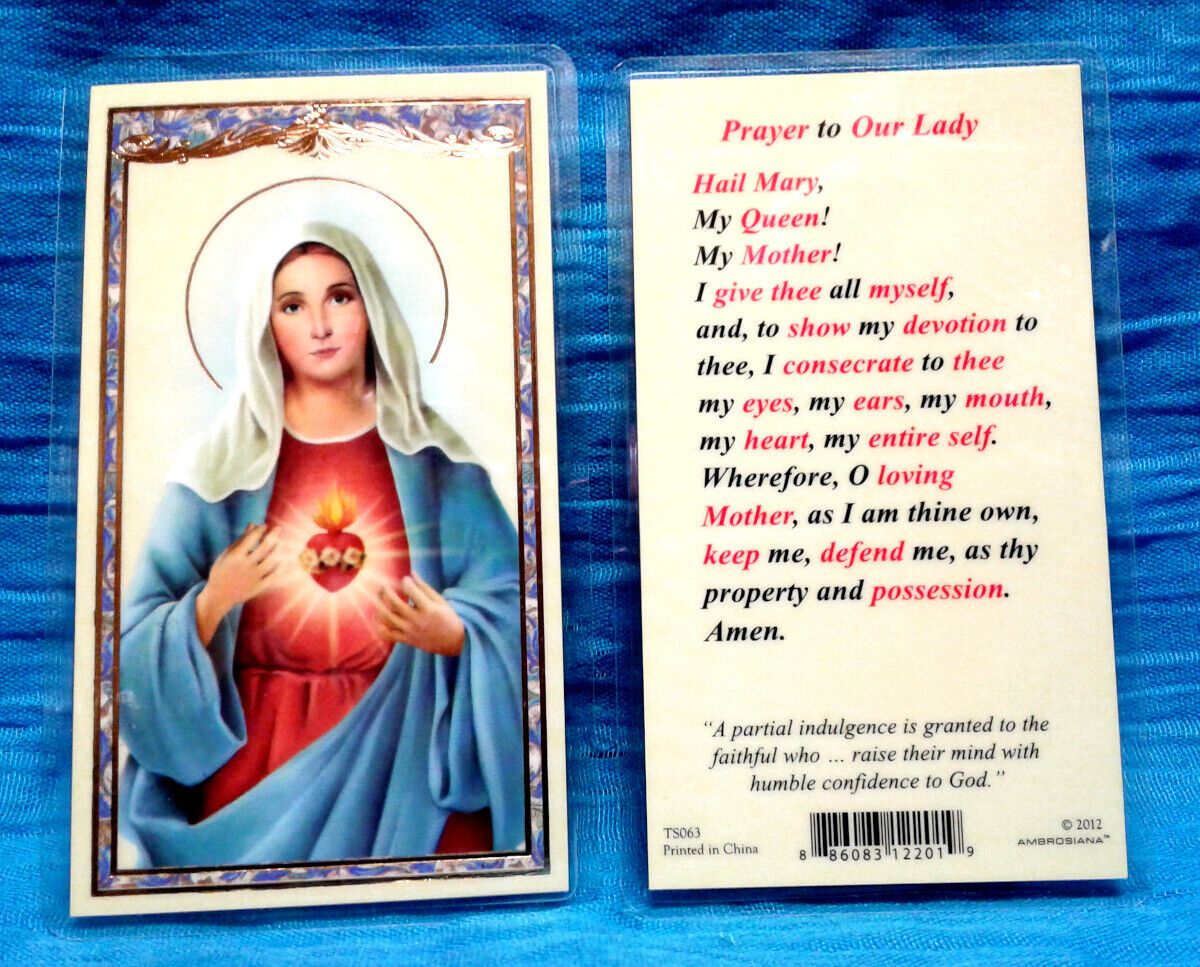 Immaculate Heart of Mary Prayer to Our Lady LAMINATED Holy Card Mary My Queen