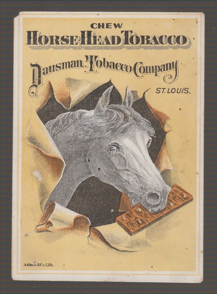 [B68294] 1880\'s TRADE CARD DAUSMAN TOBACCO CO. HORSE HEAD CHEW TOBACCO, ST.LOUIS