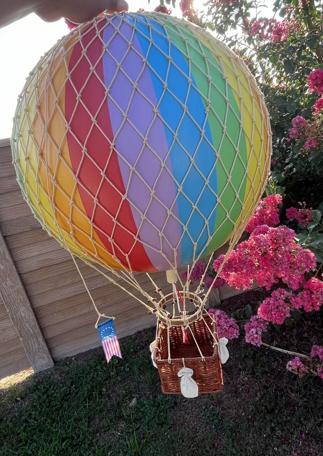 Rainbow Striped “13 Hot Air Balloon Model Aviation Hanging Home Decor