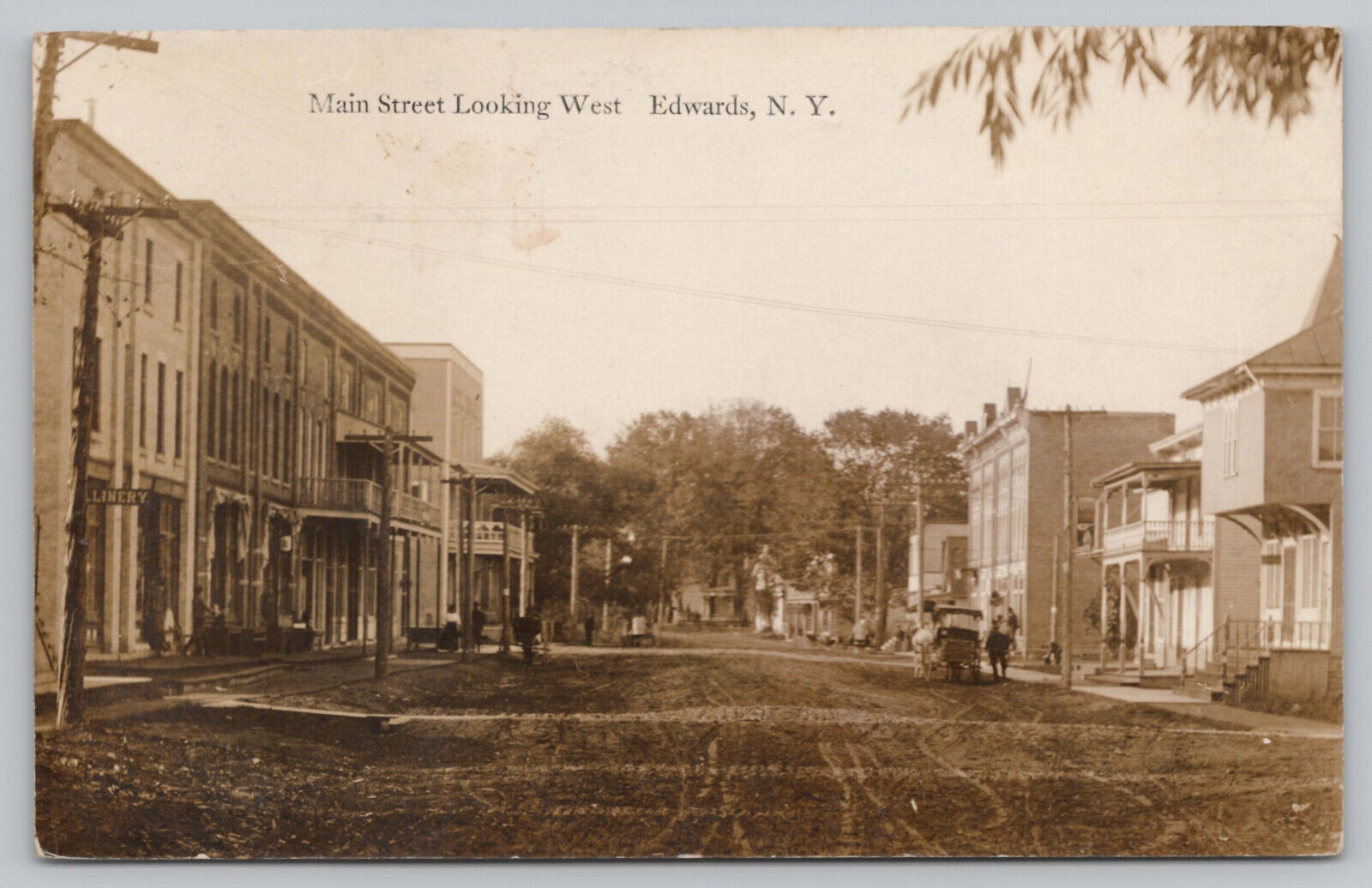 Edwards NY New York - RPPC - Main Street  - Real Photo Postcard - circa 1910