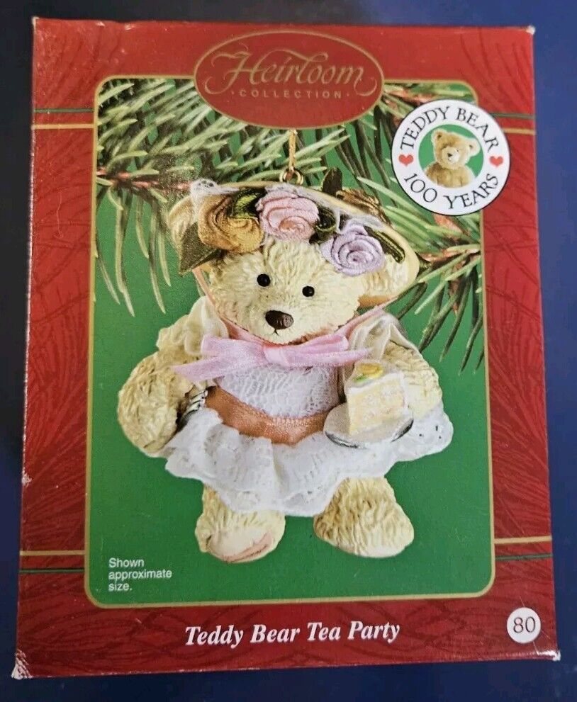2002 Carlton Cards Heirloom Collection Teddy Bear Tea Party Christmas Ornament
