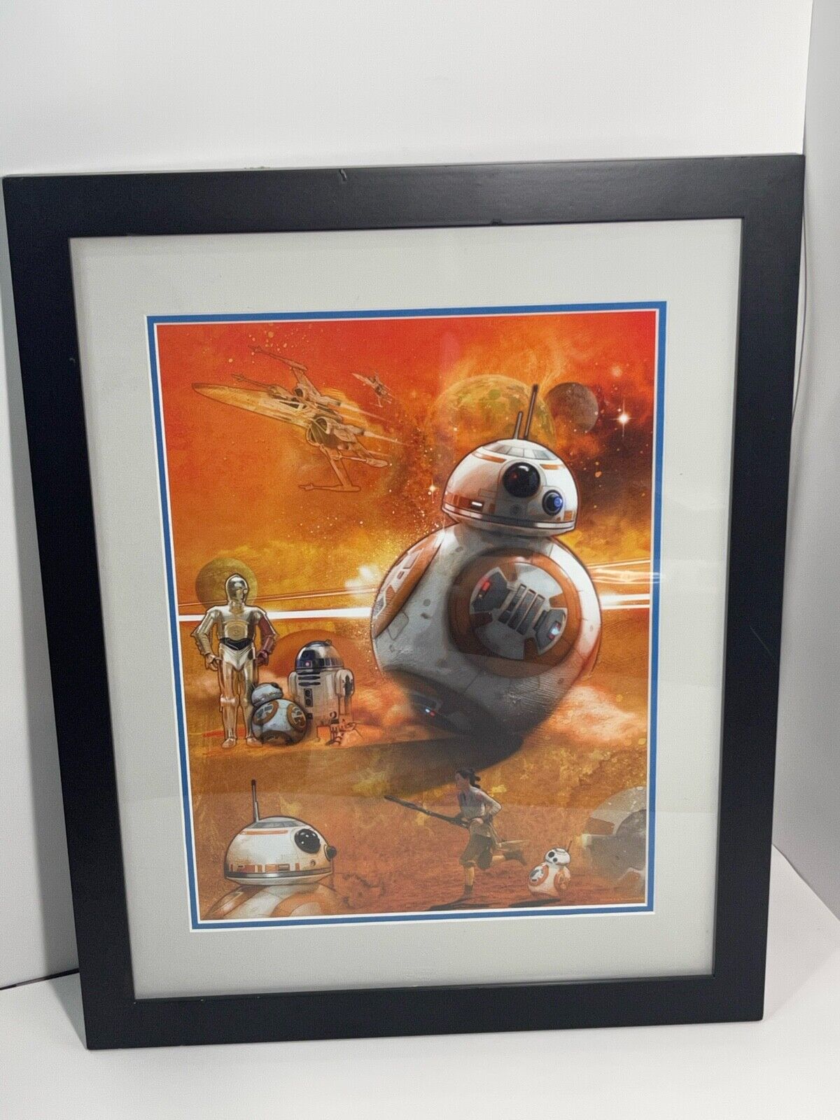 Disney Artist Print Star Wars BB8 Framed & Matted 14”x10.5” Print 20”x16” Framed