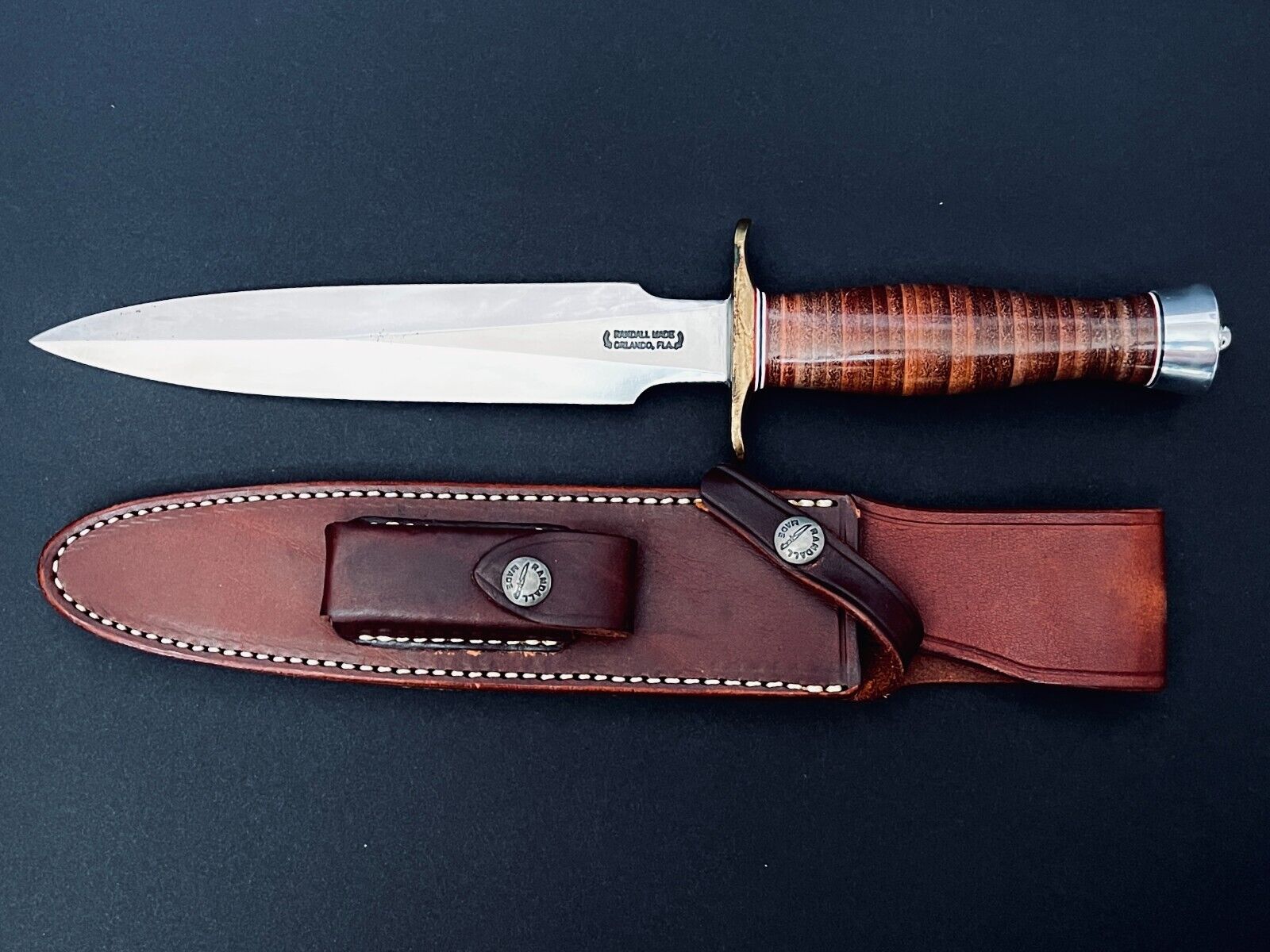 Randall Model 2-8 Fighting Stiletto Knife & Leather Sheath (New)