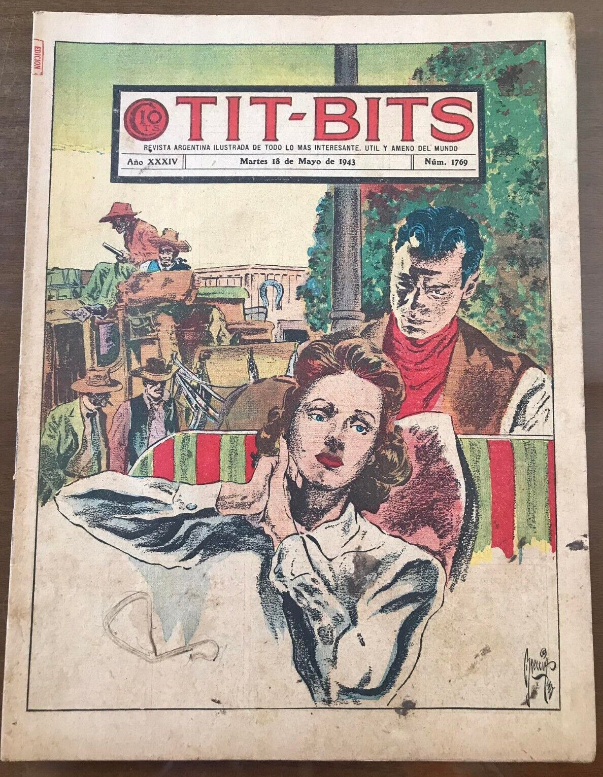 TIT-BITS 1769 BRECCIA COVER MAYO 1943 ED. MANUEL LAINEZ ARGENTINA SPANISH MAG