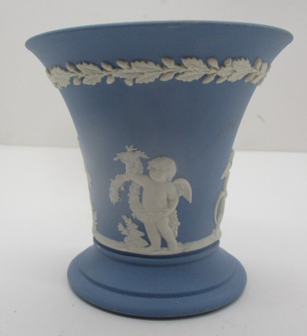 Wedgwood Jasperware Blue Vase Vintage -