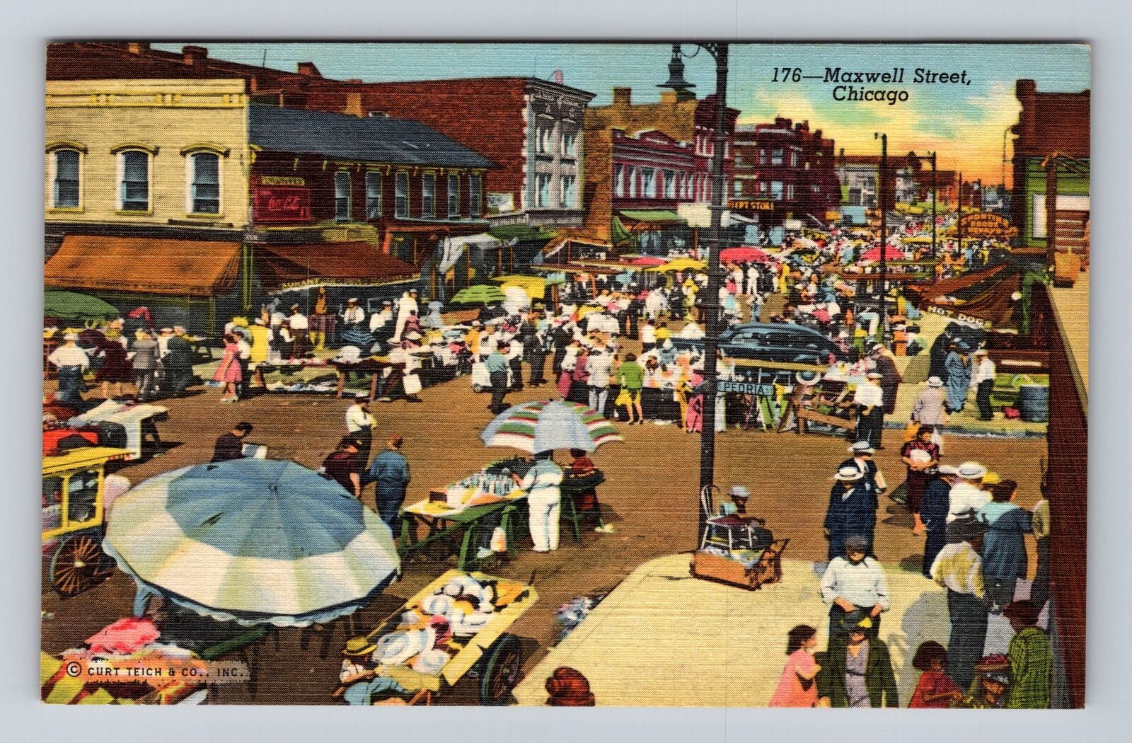 Chicago IL-Illinois, Maxwell Street, Ghetto Market Antique, Vintage Postcard