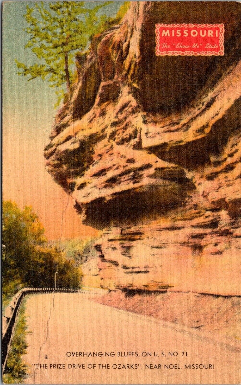 Postcard Overhanging Bluffs The Prize Drive On the Ozarks Near Noel Mo