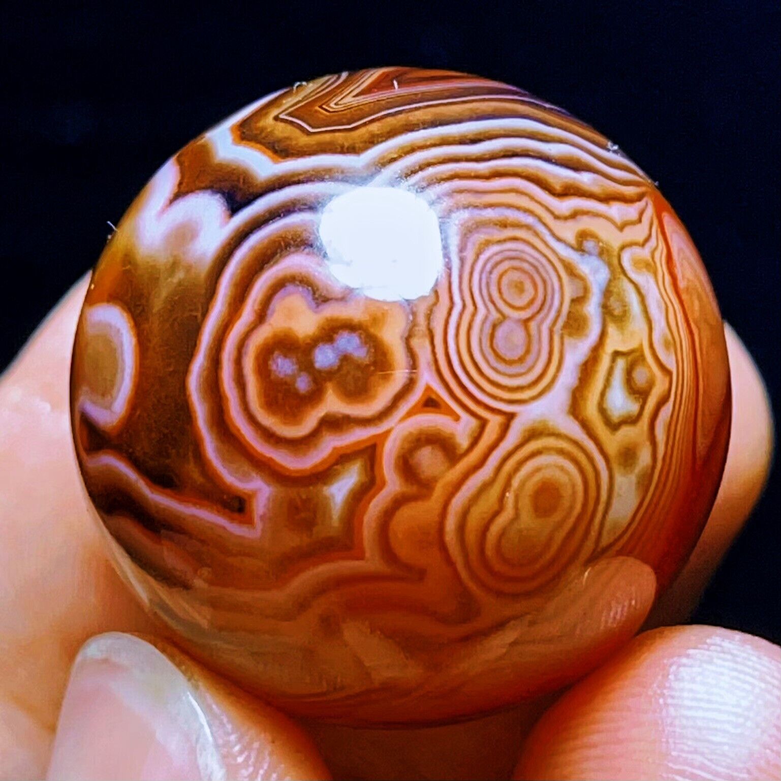 TOP 38G Natural Polished Silk Banded Agate Sphere ball Crystal Madagascar L1397