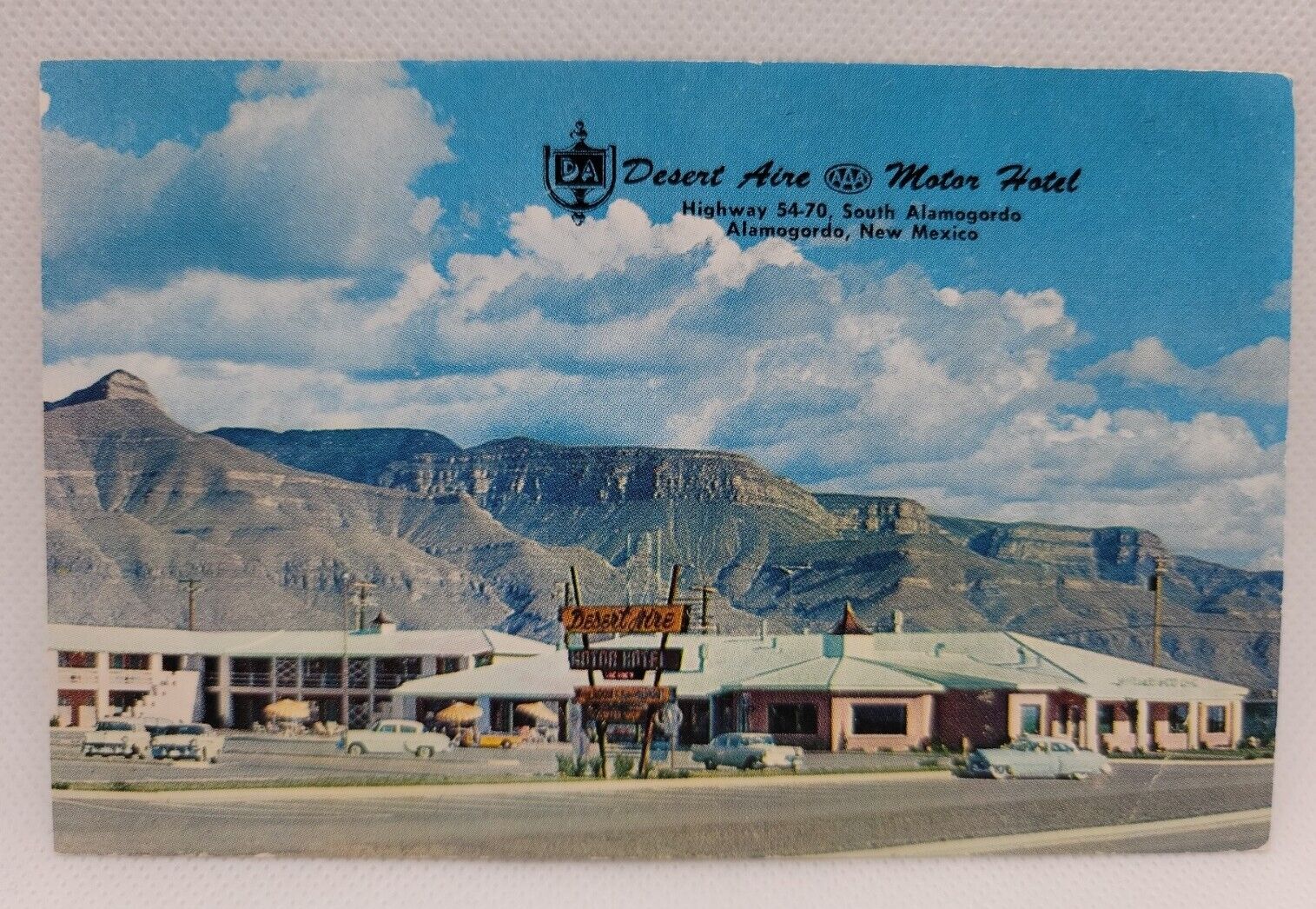 Vintage Postcard Desert Aire Motor Hotel Alamorgordo New Mexico Old Cars