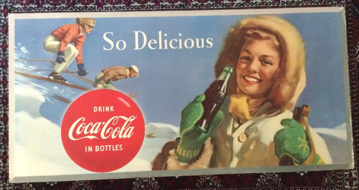Rare LARGE 1954 Coca Cola Cardboard Advertising Sign 56\