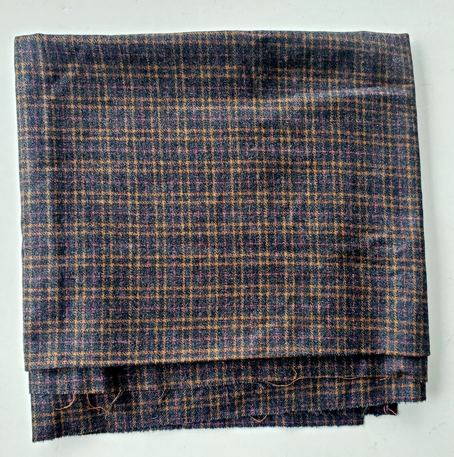 Vintage Gray Plaid Wool Suiting Fabric 61\