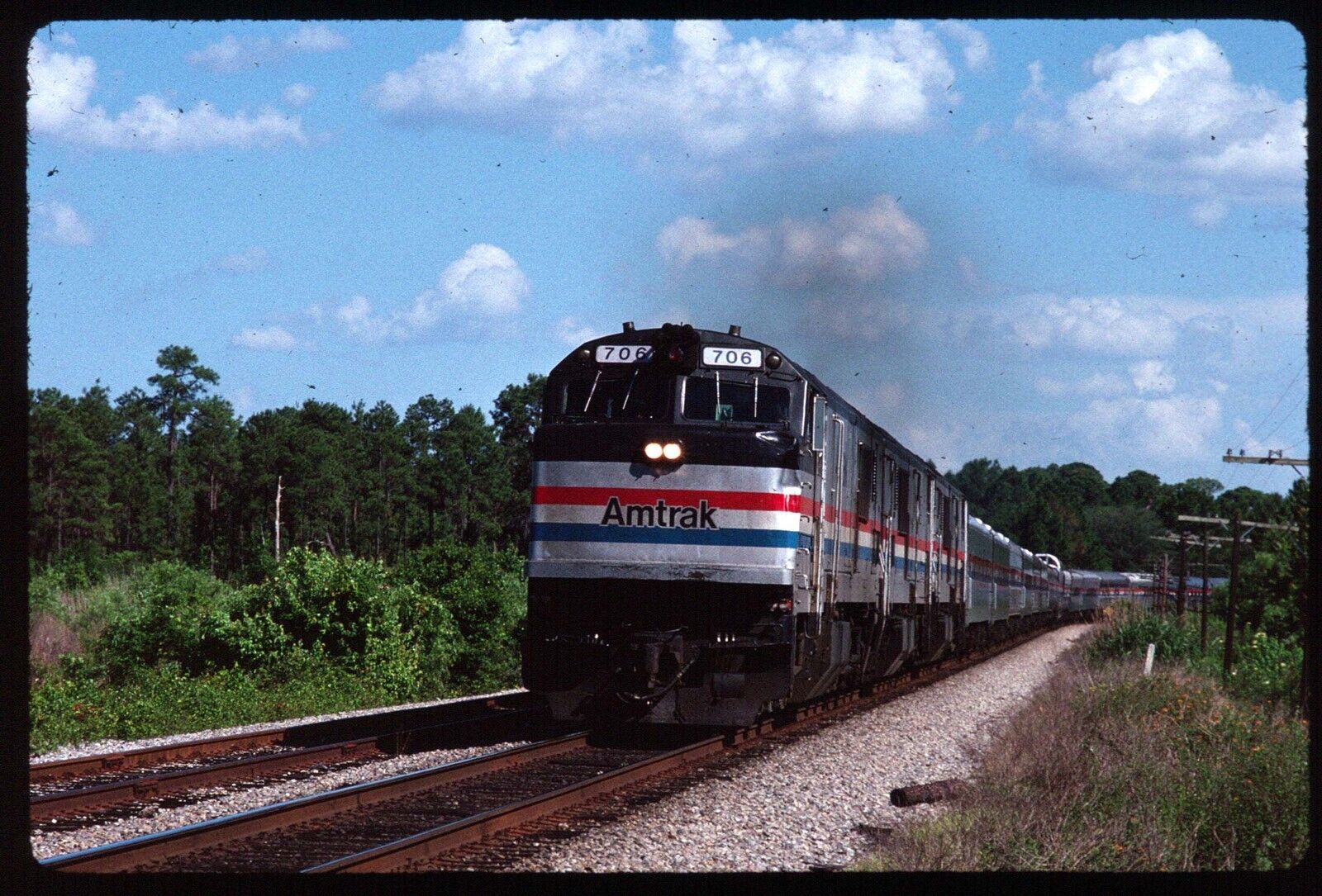 Original Rail Slide - AMTK Amtrak 706+ Benson Junction FL 8-29-1990
