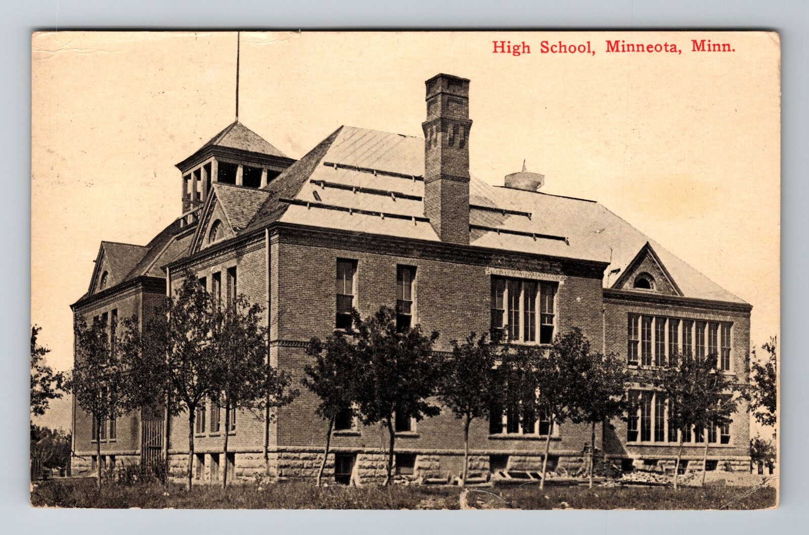 Minneota MN-Minnesota, Lyon County High School, Antique, Vintage c1915 Postcard