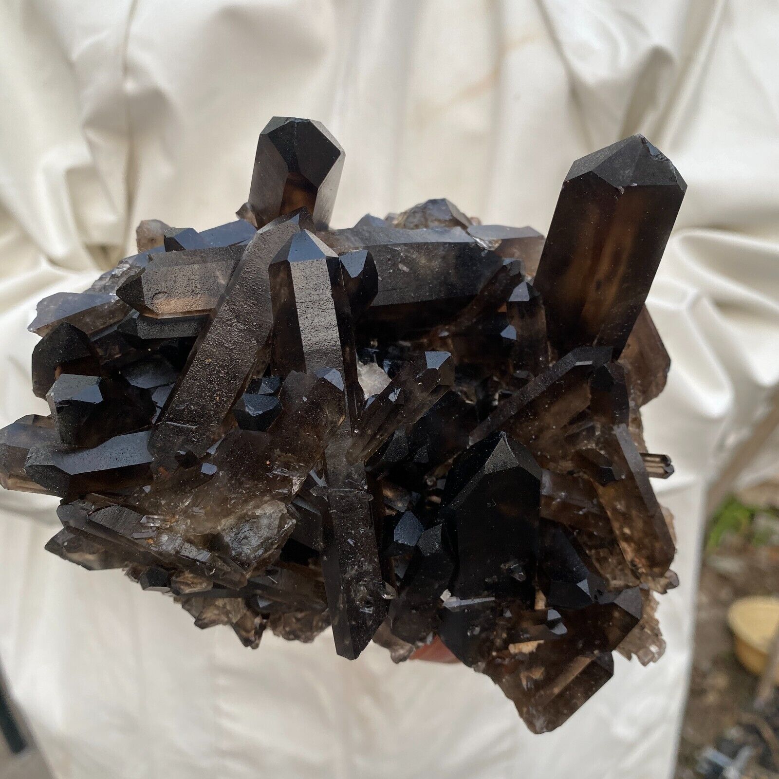 2.7LB Natural Beautiful Black Quartz Crystal Cluster Mineral Specimen Rare