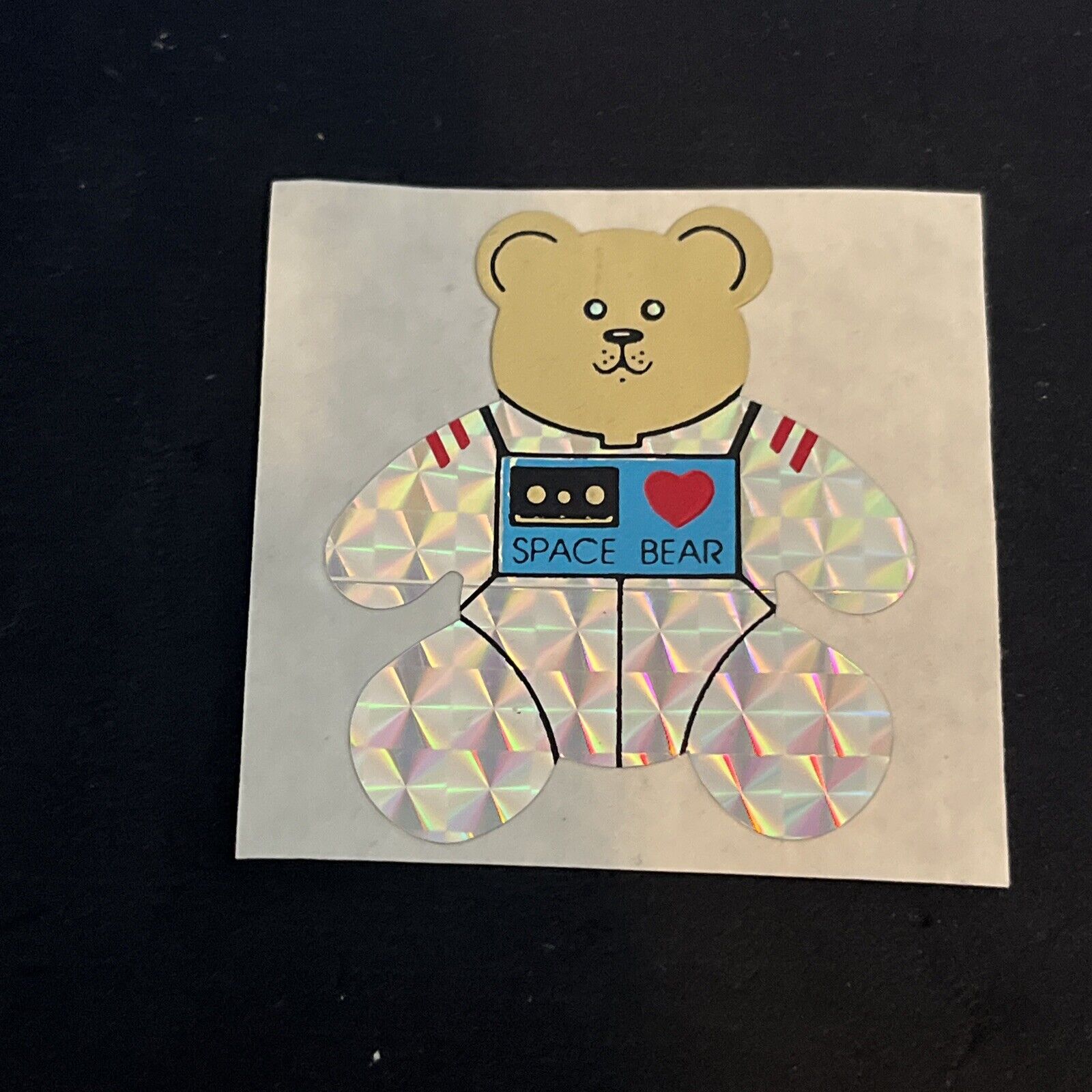 Vintage 80’s Foil Prism SPACE BEAR Sticker - Rare