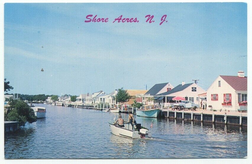 Shore Acres NJ Boating on a Lagoon Postcard New Jersey