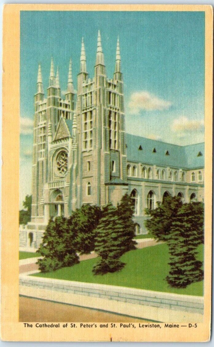 Postcard - The Cathedral pf St. Peter\'s and St. Paul\'s, Lewiston, Maine