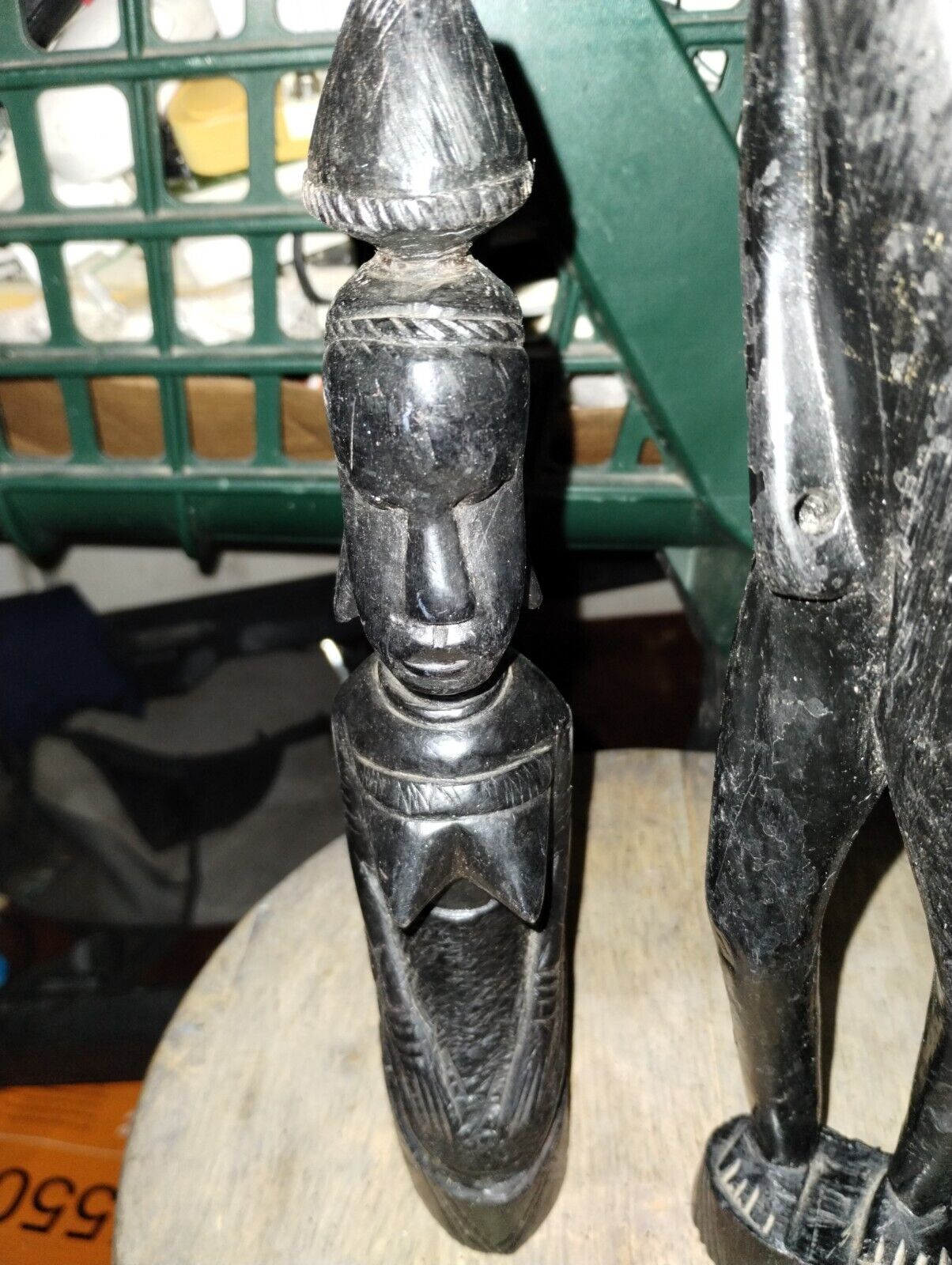 Vintage Kenya African Ebony Wood Hand Carved Sculpture Tribal Head 10.5” Tall
