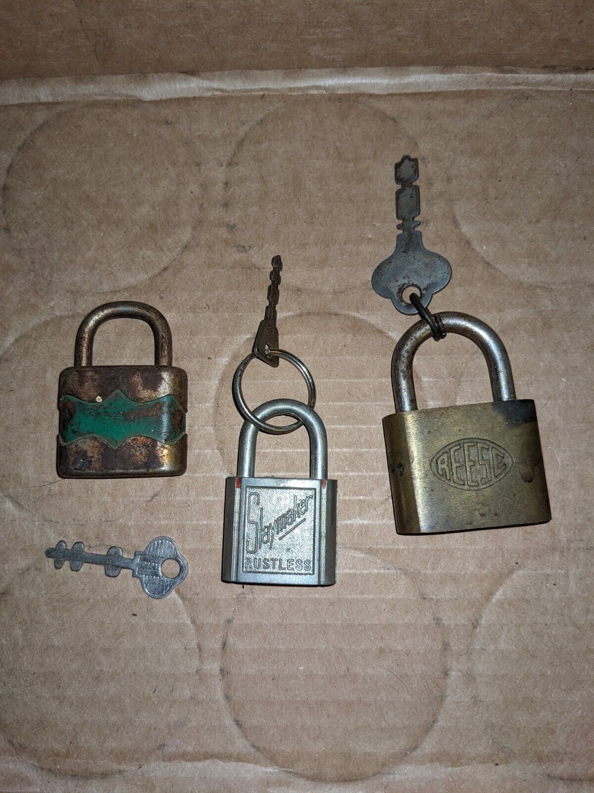 LOT OF 3 SMALL OLD VINTAGE Slaymaker Rustless, Reese #6, West Germany 35mm Locks