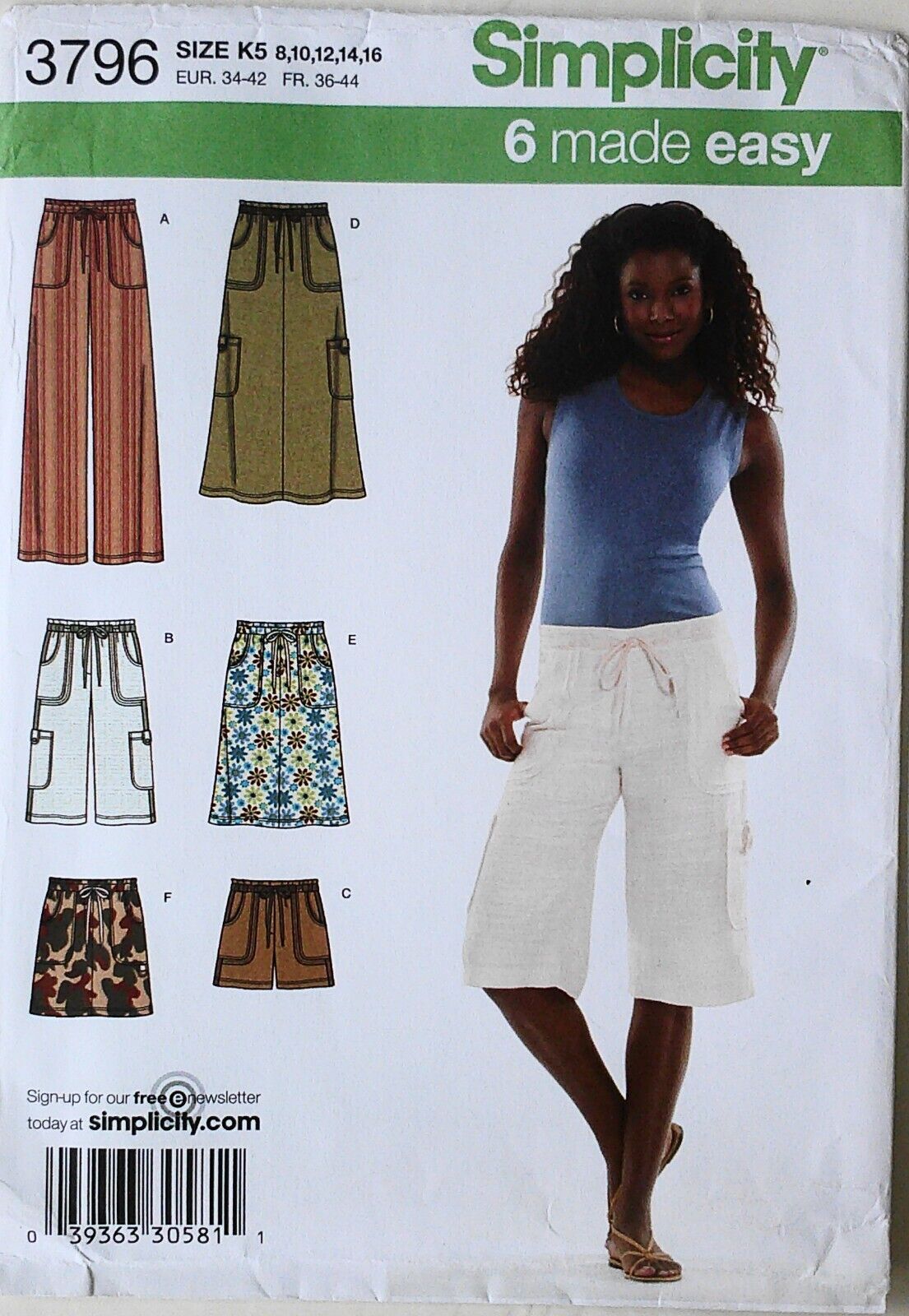 Simplicity 3796 Misses 6 Made Easy Skirts Pants Shorts Sewing Pattern Sz 8-16