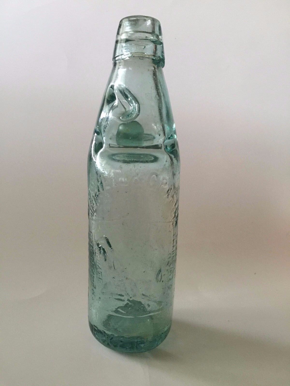 Vintage Kerswell & Grafton Aqua Codd Bottle Exeter Barnsley England  W/Marble