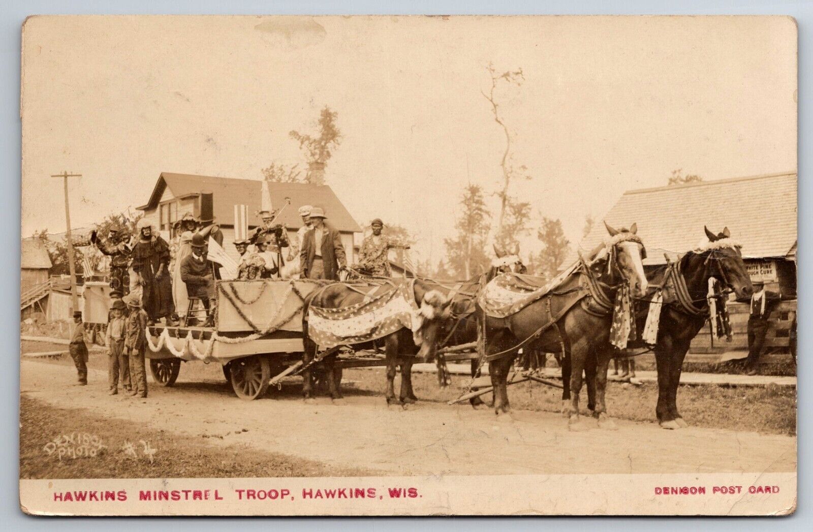 Vintage Postcard WI Hawkins Minstrel Troop RPPC Real Photo c1909  -*12558