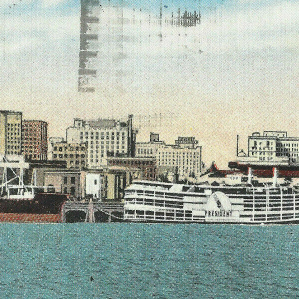 Vintage Postcard 1946 New Orleans Skyline Louisiana LA Ships City Buildings-B78