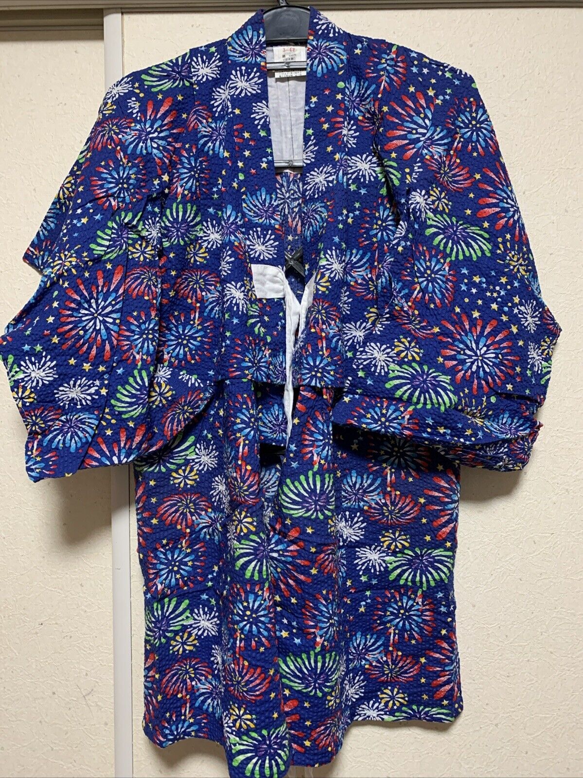 Japanese Summer Kimono Yukata Cotton Robe Only Blue Fireworks Unisex Toddler