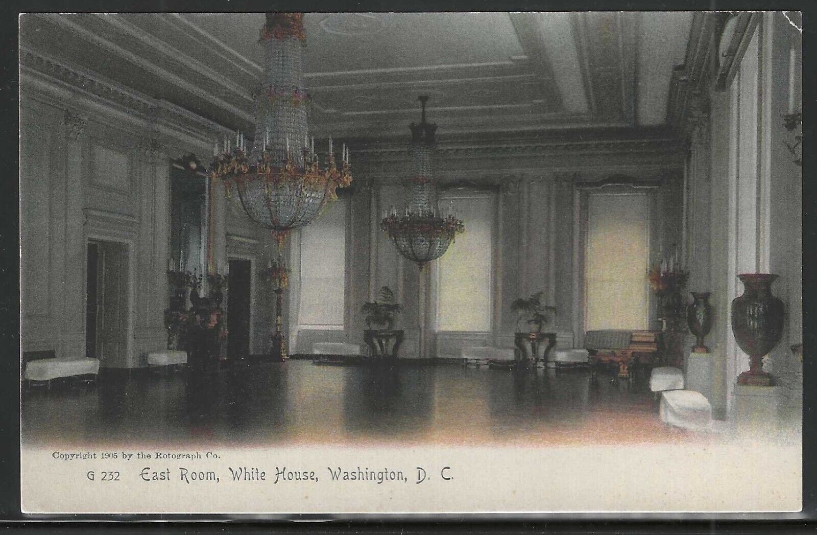 East Room, White House, Washington, D.C., 1905 Rotograph Postcard, Unused