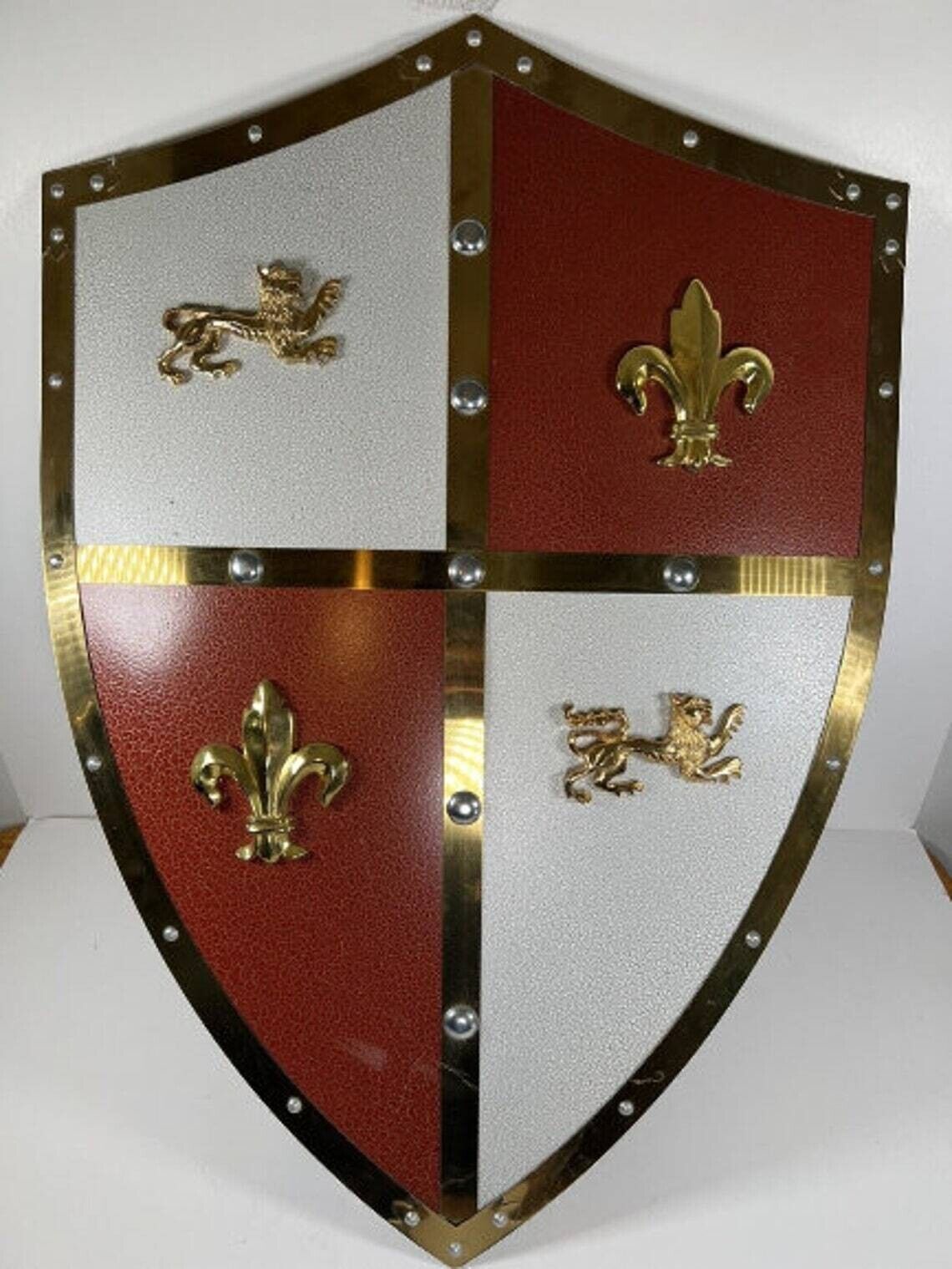 Medieval Armor Unique King Shield Brass & Steel Knight Warrior Shield Wall Decor