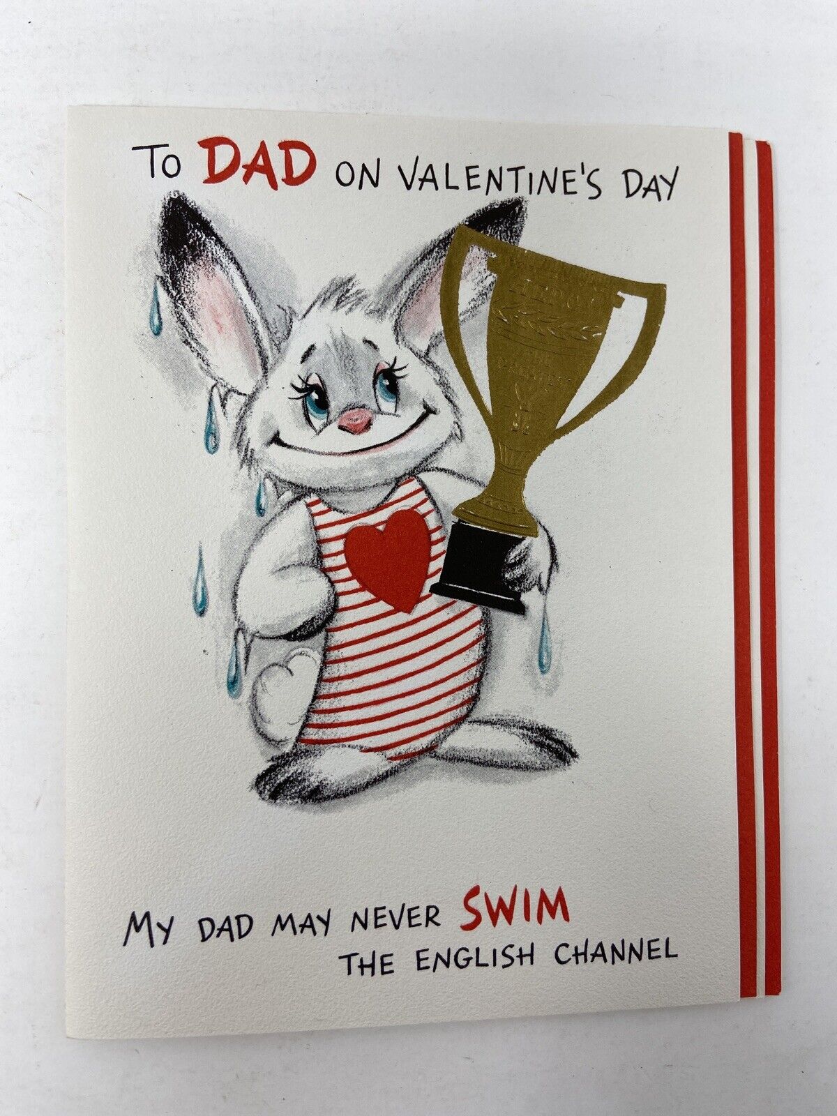 Vtg Hallmark Multi Page Valentine Card to Father Anthropomorphic Rabbit Dad