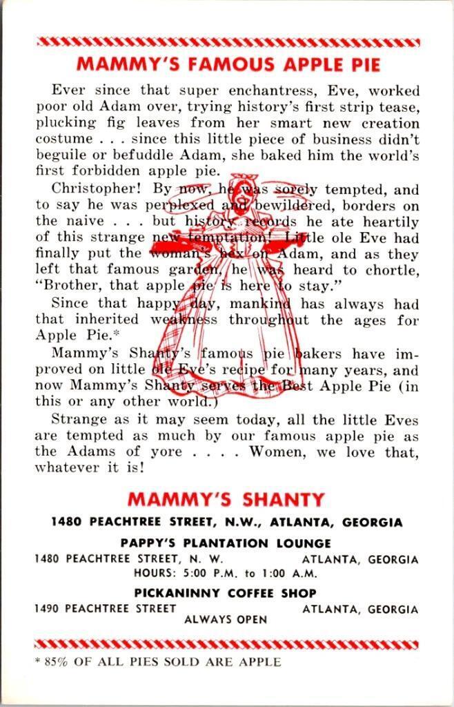 Atlanta, GA Georgia  MAMMY'S SHANTY RESTAURANT  Roadside Advertising  Postcard