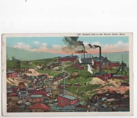 Butte Montana   1940 postcard  copper mine  \