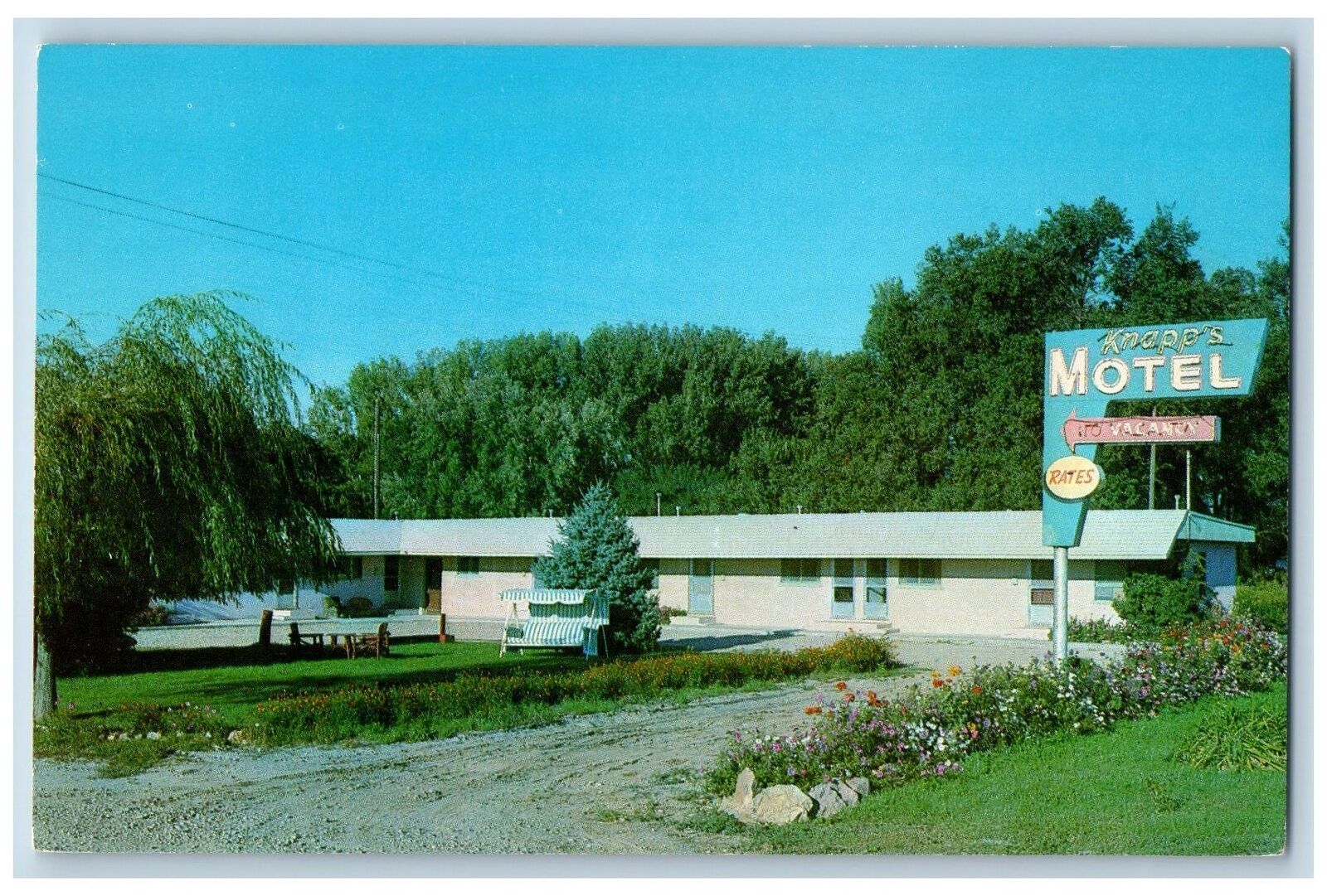 c1950\'s Knapp Motel & Restaurant Cottages Dirt Road Meridian Idaho ID Postcard