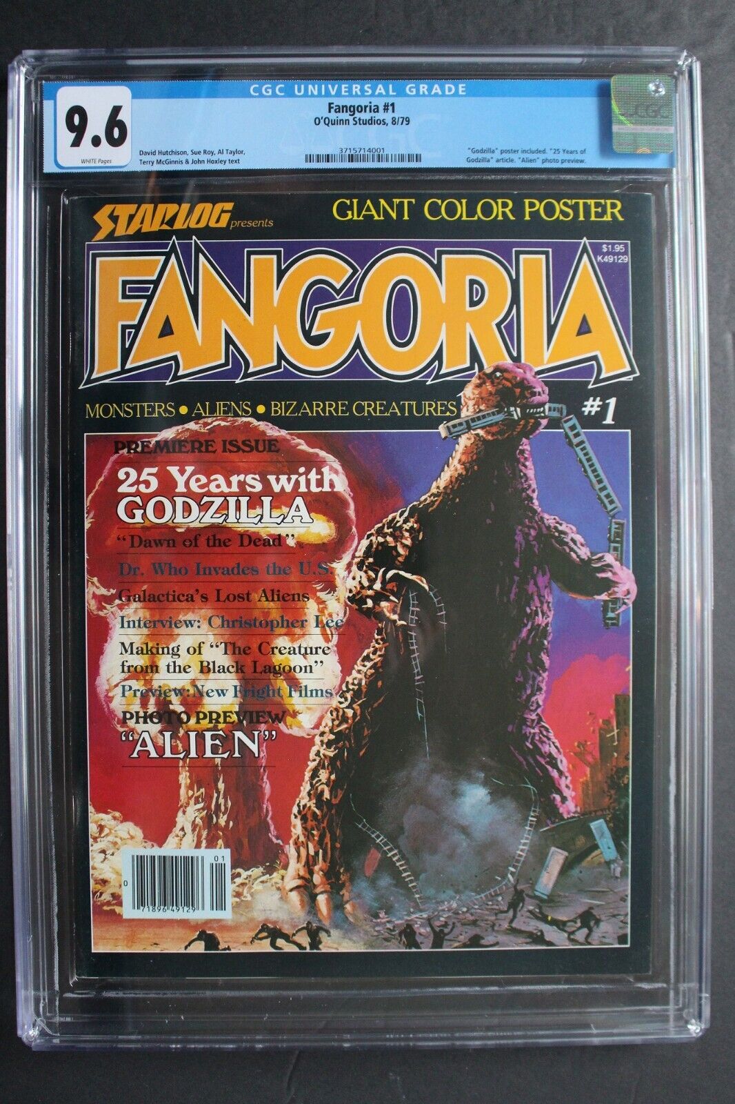 FANGORIA #1 Dr Who ALIEN Creature 1979 GODZILLA Battlestar Savini C.Lee CGC 9.6