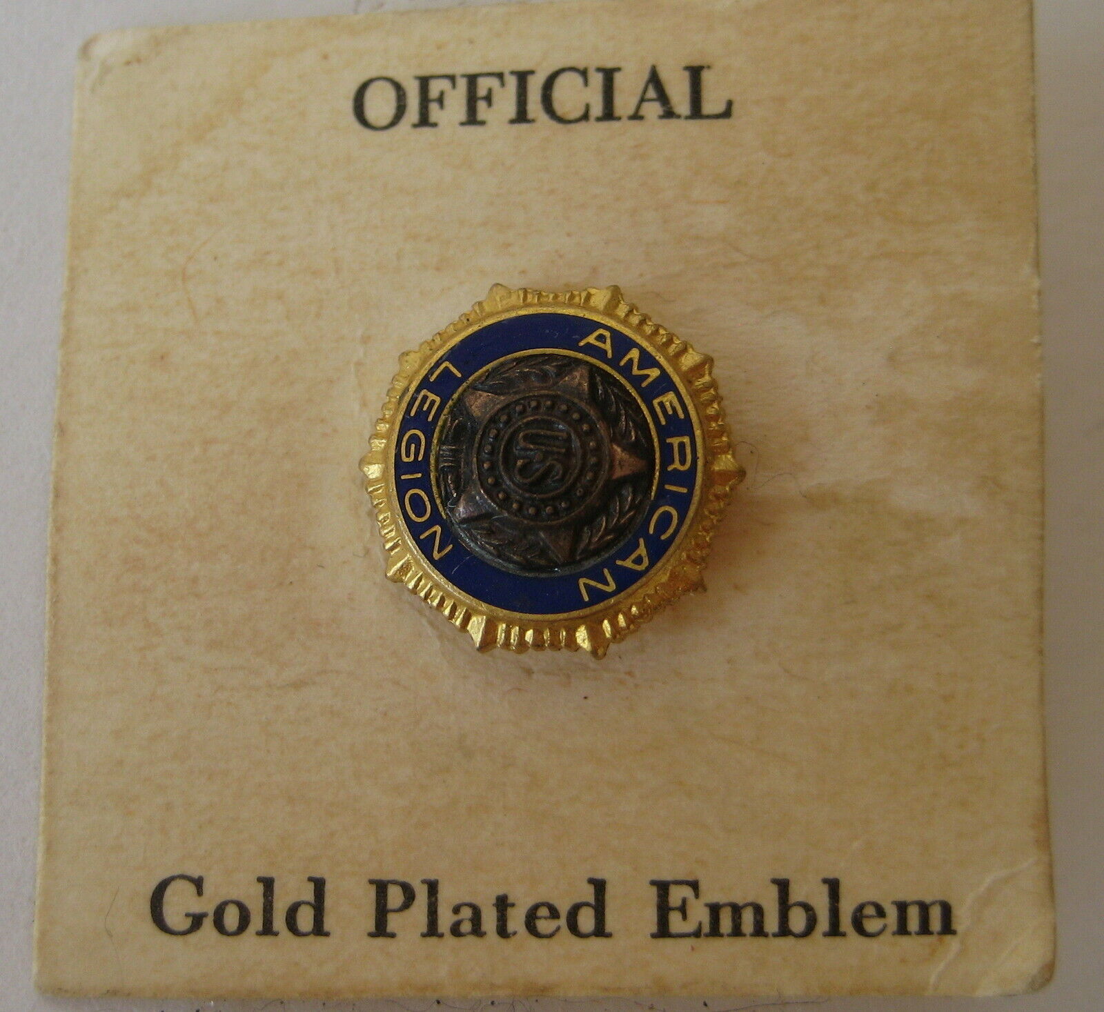 vtg American Legion gold plated EMBLEM badge blue star military enamel pin 54296