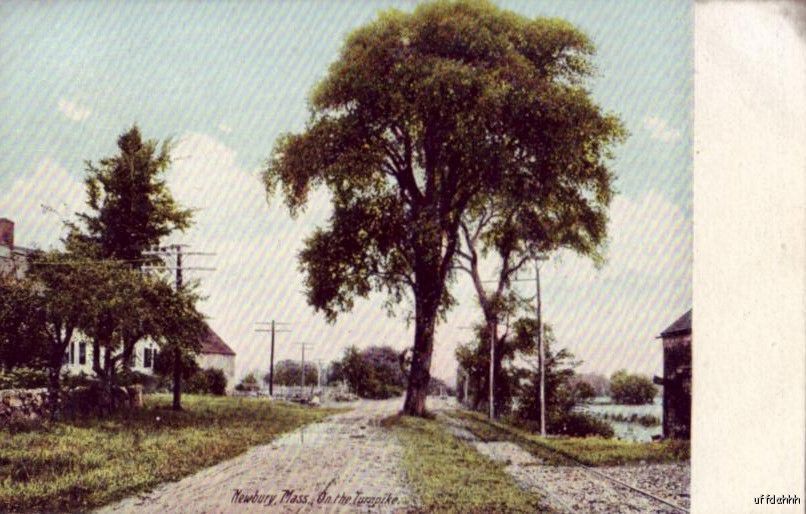 PRE-1907 NEWBURY, MA ON THE TURNPIKE dirt road