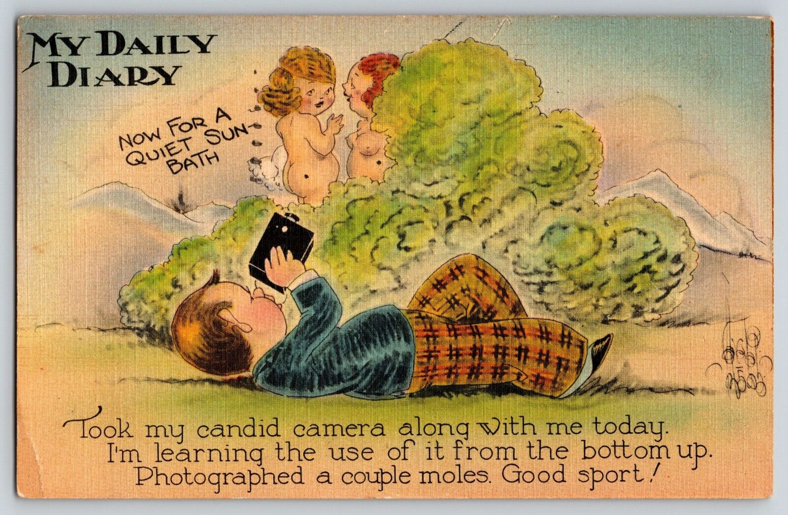 Postcard My Daily Diary - Peeping Tom Camera - Comic Humor - Galveston Texas