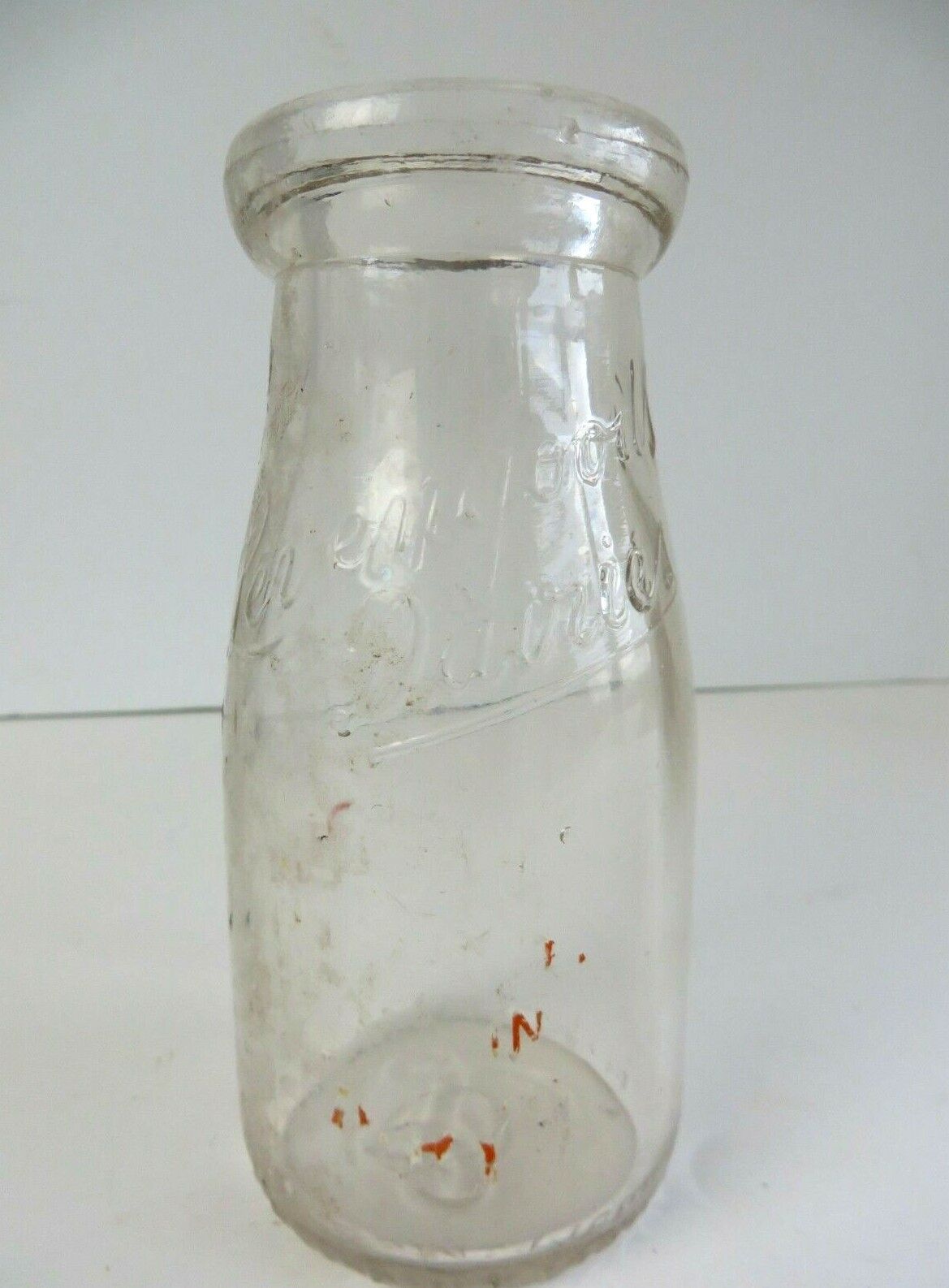 Vintage Half Pint Milk Bottle Clear Glass Levengood\'s Dairies   #12590