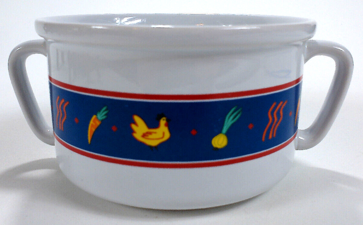 Vintage FTD Chicken Soup Bowl / Double Handles / 5\