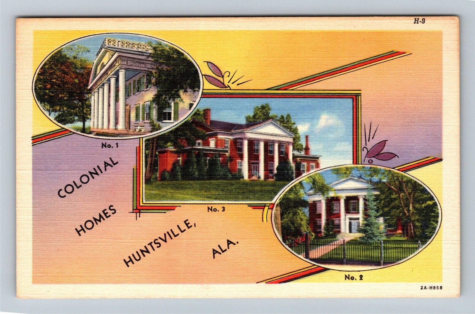 Huntsville AL-Alabama, Colonial Ante-Bellum Homes Grounds  Vintage Postcard