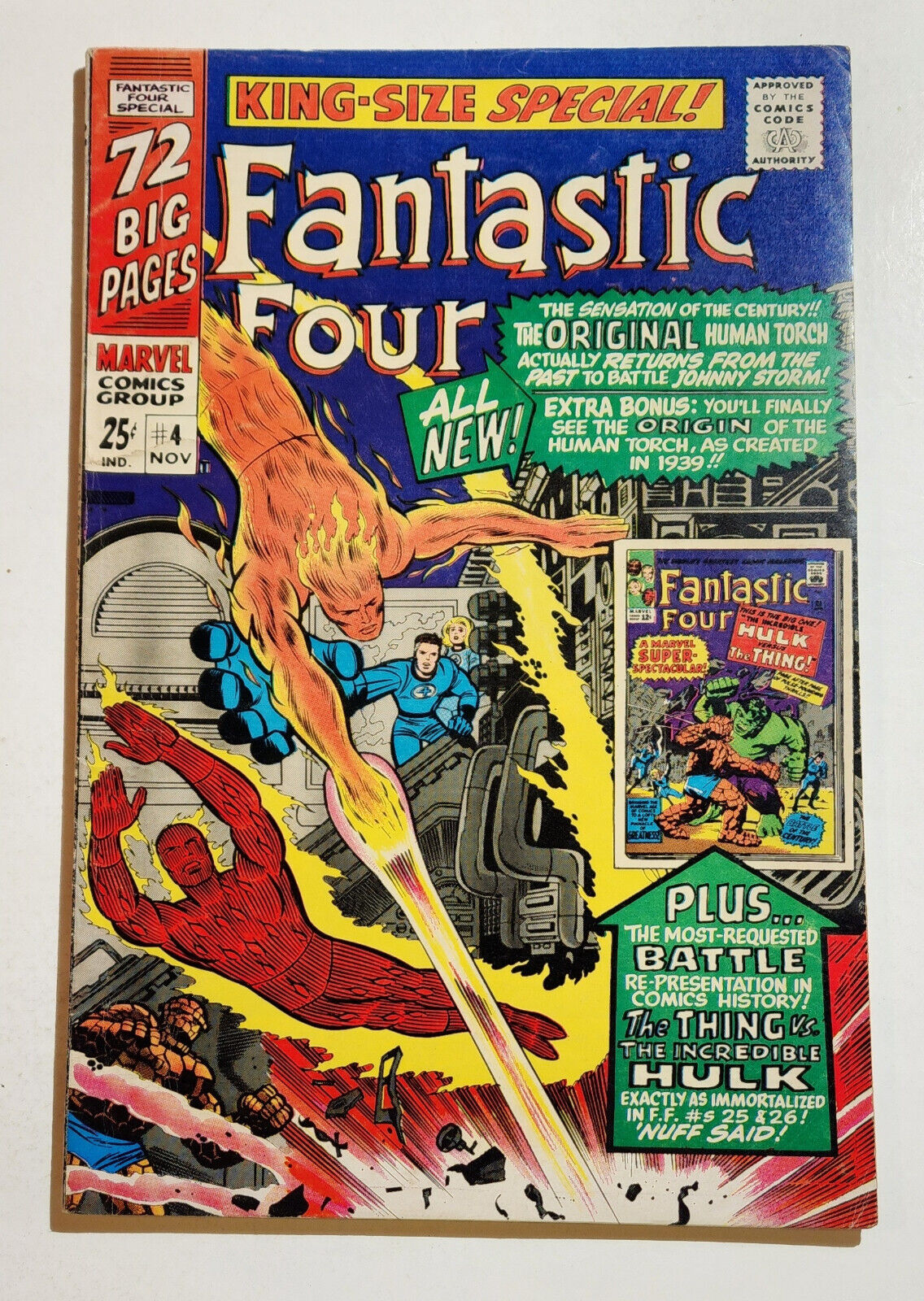 FANTASTIC FOUR KING-SIZE SPECIAL, ANNUAL #4 Jack Kirby, Stan Lee HULK vs THING