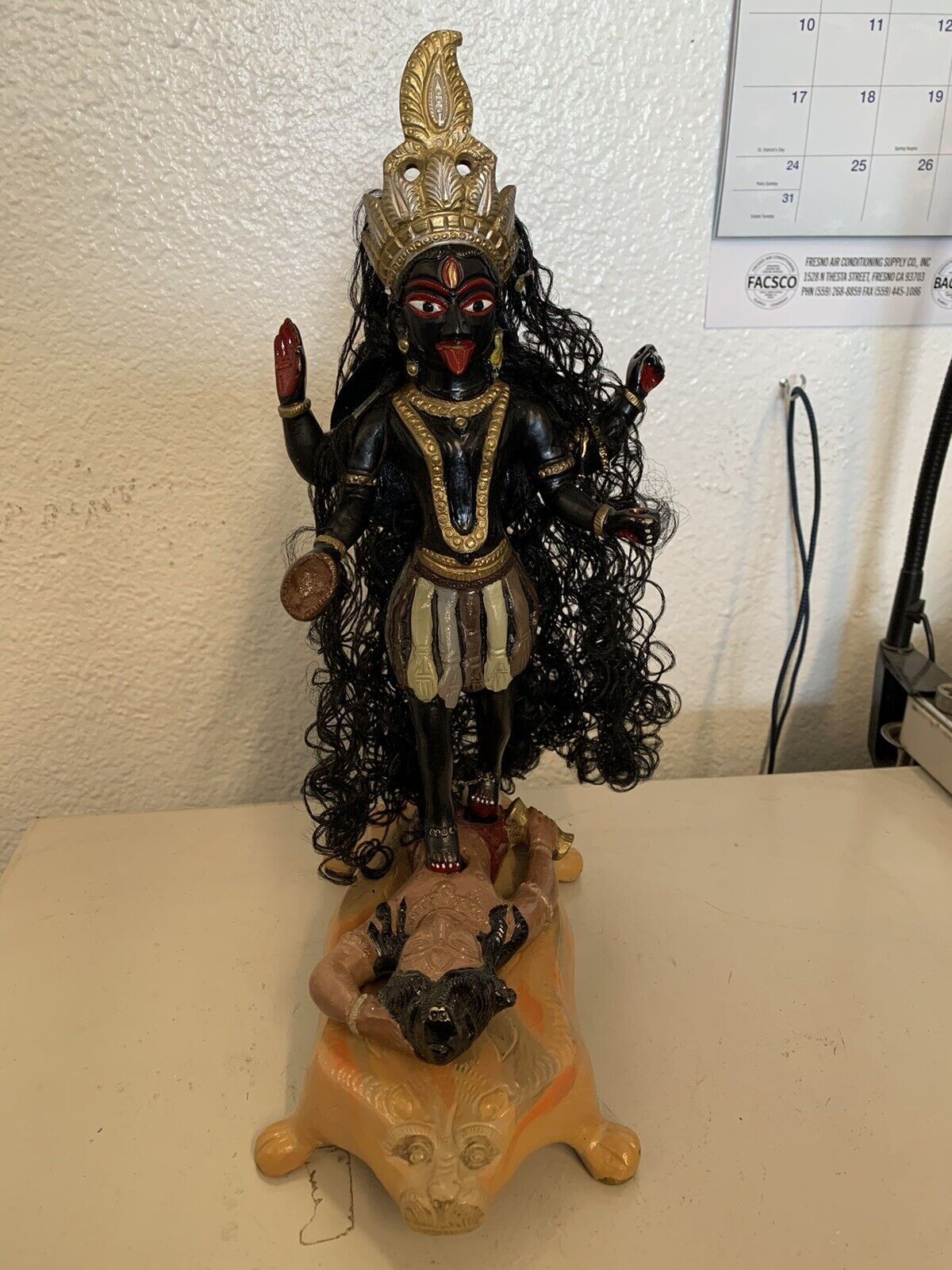 14 Inch Kali Standing On Shiva Statue 