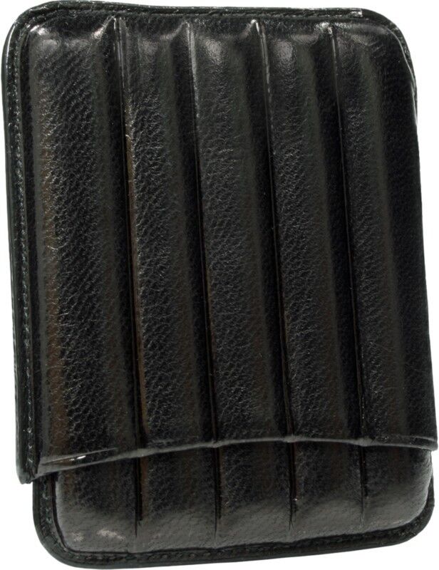 MARTIN WESS BLACK COWHIDE/ GOATSKIN LEATHER 5 CIGARILLO CASE * NEW *