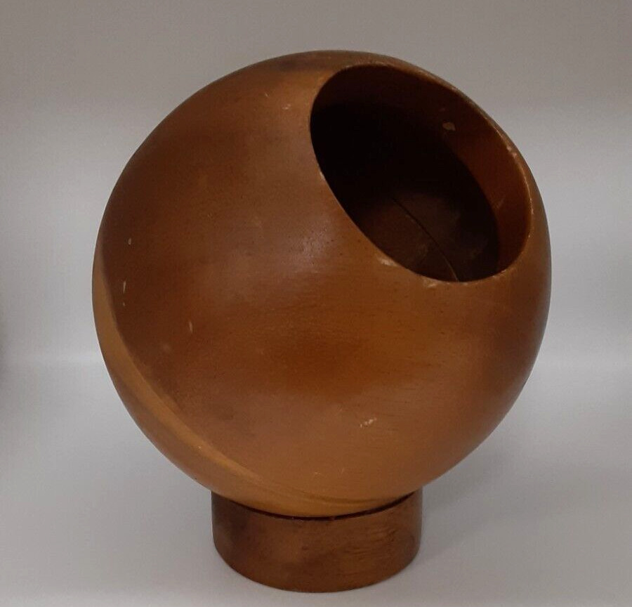 Vintage Mid Century Modern Wooden Orb Sphere Nut/Candy Bowl Retro