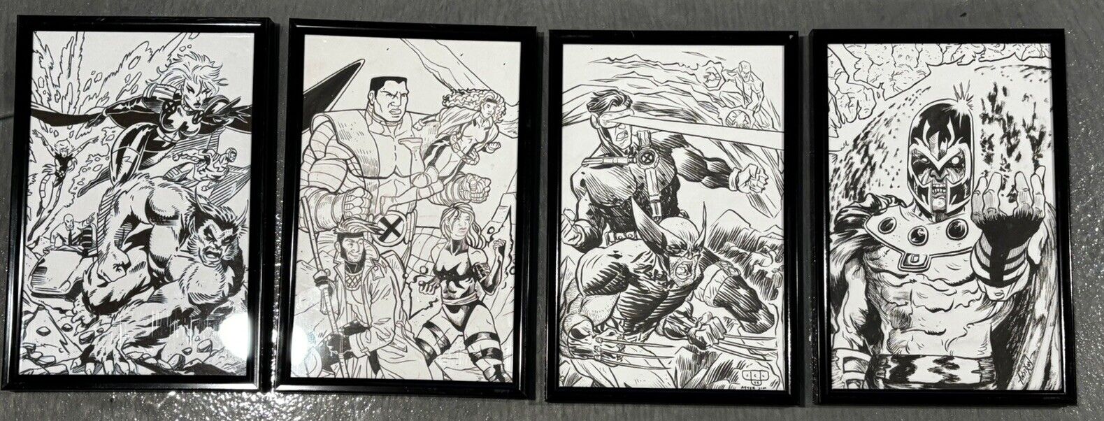 4 Piece Original Comic Art X-Men Commissions Framed 6”x9” Jesse Lonergan